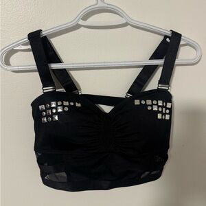 Studded cage back Crop Bralette Top